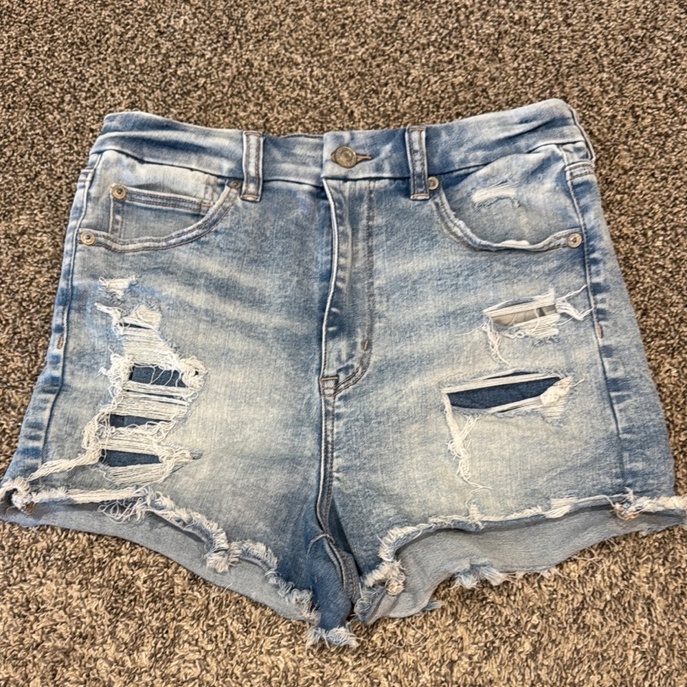American Eagle Outfitters Blue Distressed Jean Shorts